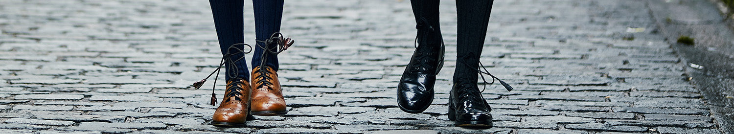 A selection of ex-hire ghillie brogues and kilt shoes available to buy from Eight Yards.