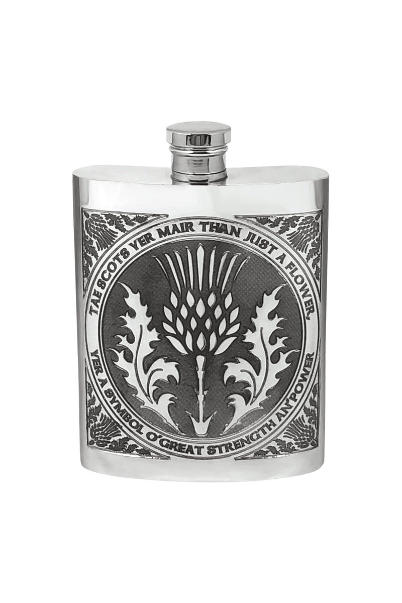 Pewter Hip Flask Tae a Thistle 6oz