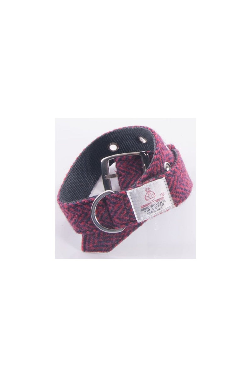 Harris Tweed Red Dog Collar