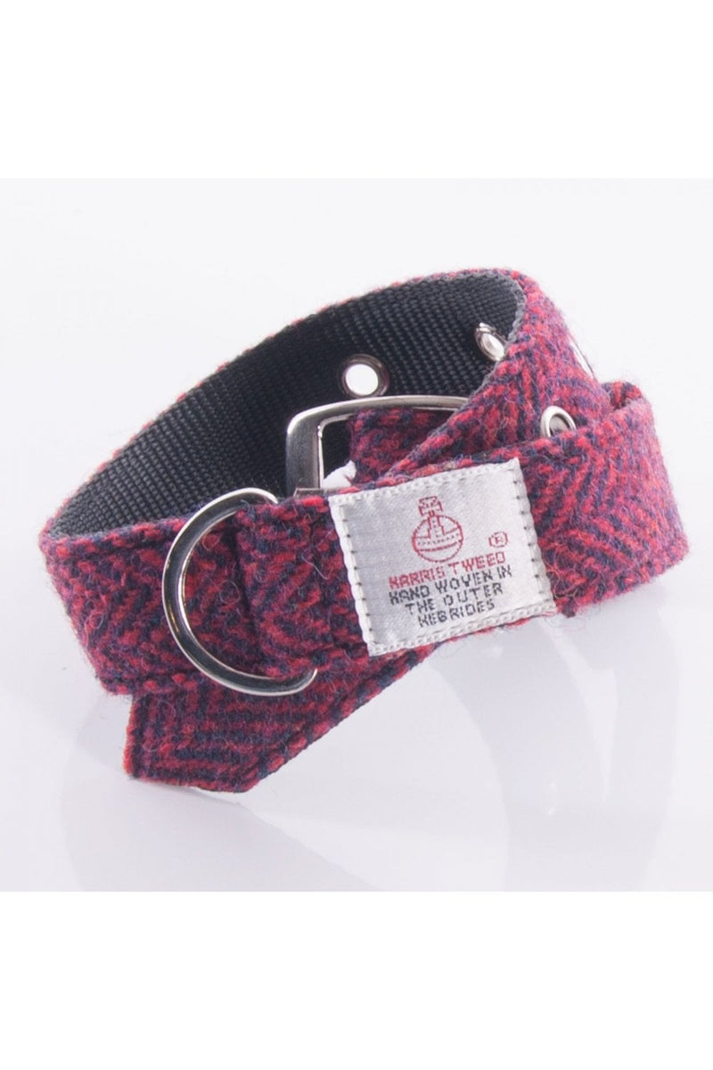 Harris Tweed Red Dog Collar