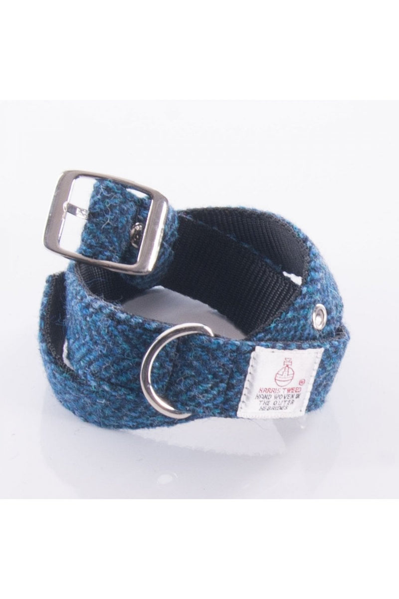 Harris Tweed Blue Dog Collar