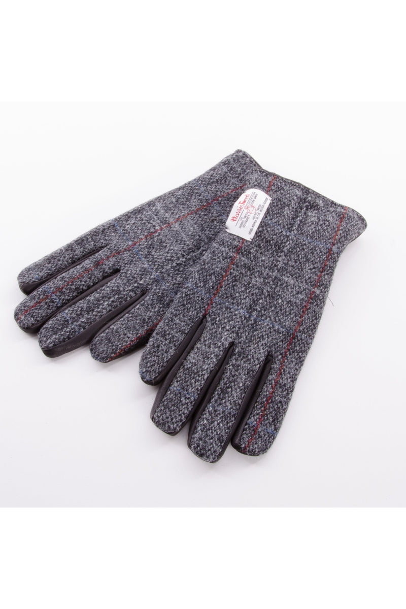 Gloves Harris Tweed Grey/Red