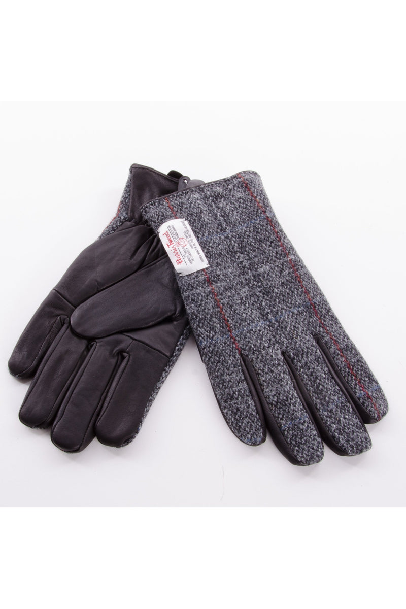 Gloves Harris Tweed Grey/Red