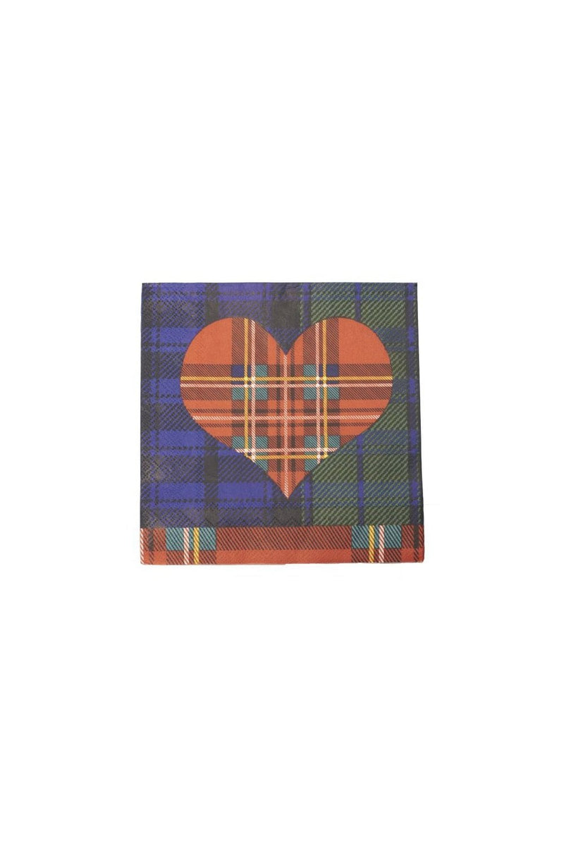Napkins Tartan Heart 20 Pack