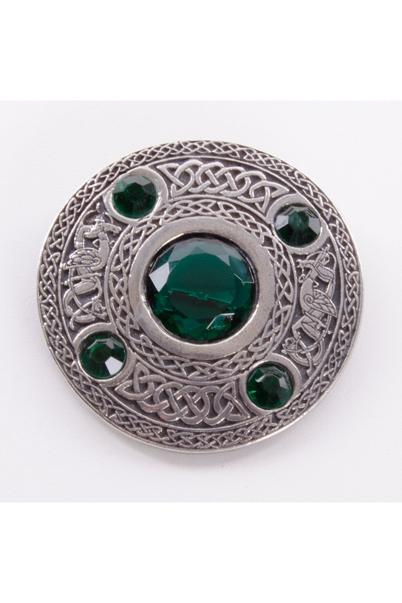 5 Stone Plaid Brooch Emerald Green