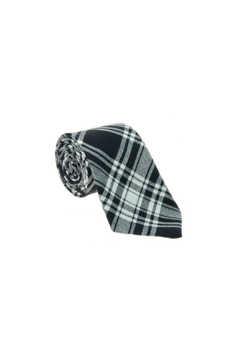 Menzies Black White Modern Tartan Tie