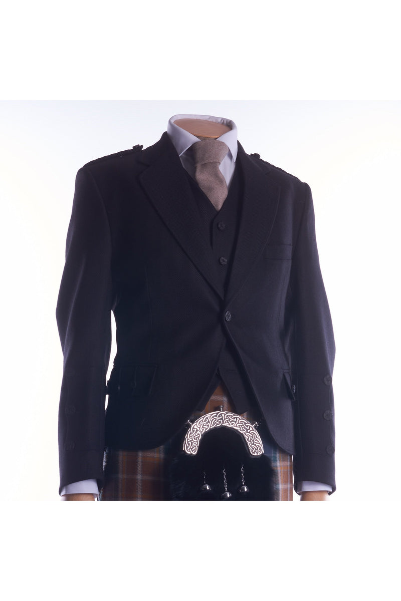 Crail Jacket & Vest Black Herringbone