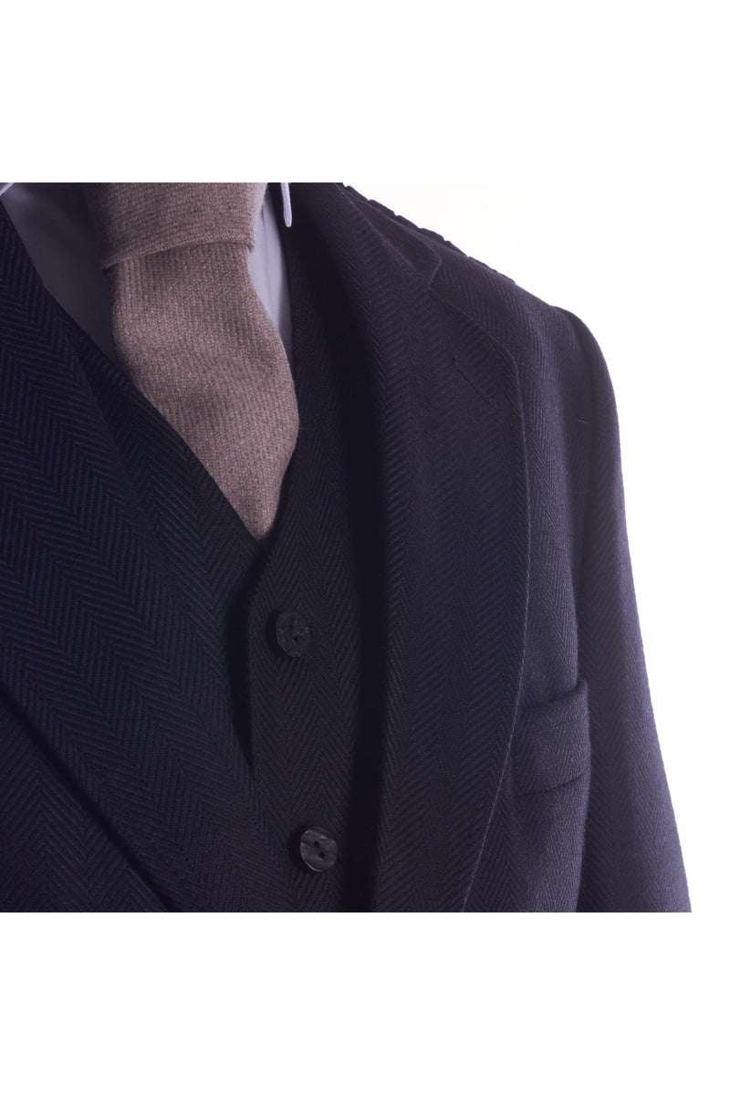 Crail Jacket & Vest Black Herringbone
