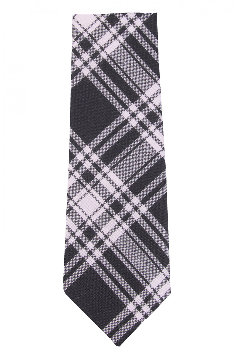 Menzies Black White Modern Tartan Tie