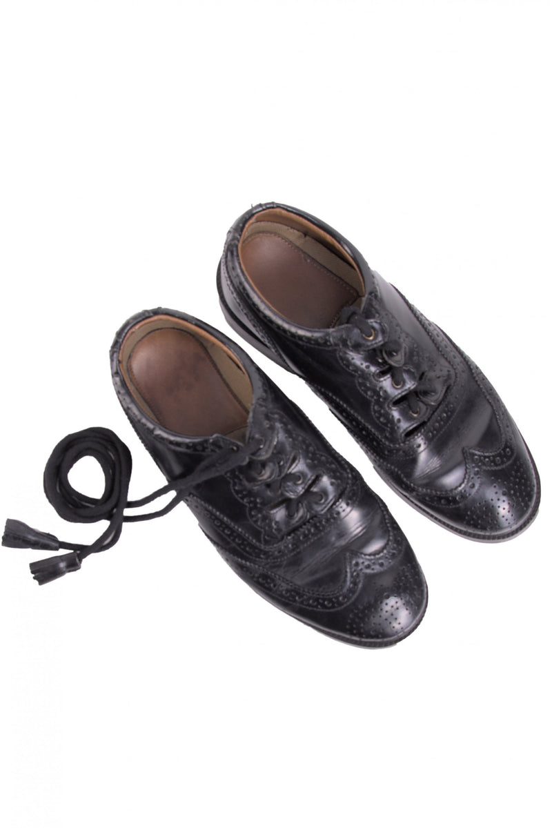 Ex Hire Black Leather Ghillie Brogue Shoe