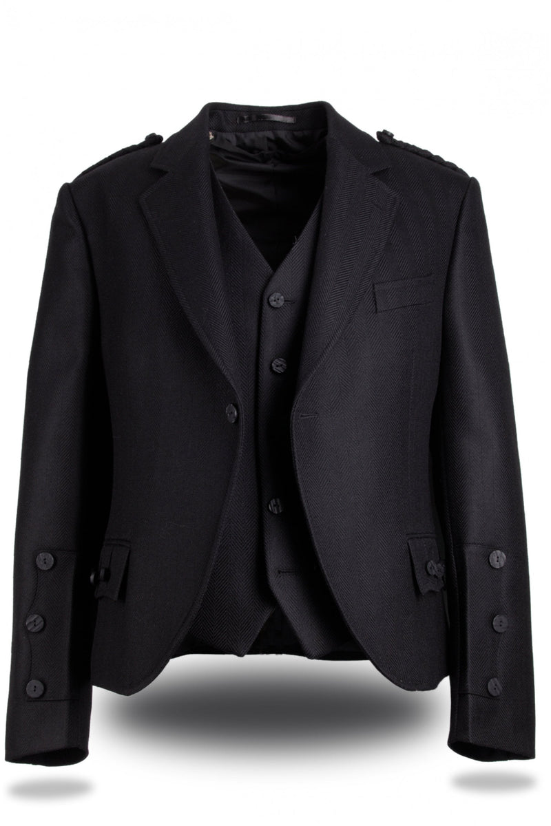 Crail Jacket & Vest Black Herringbone