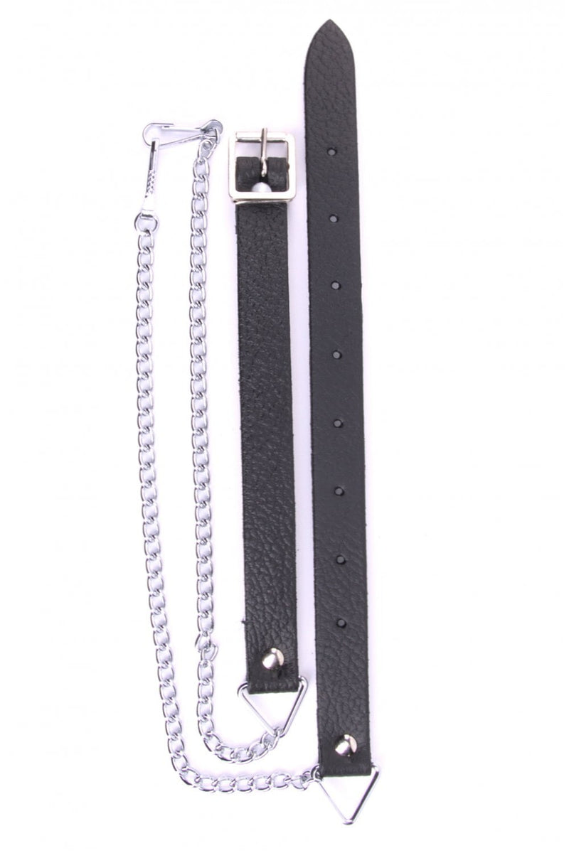 Sporran Chain Black Strap, Chrome Link