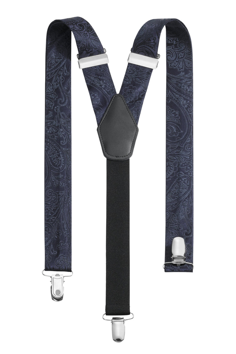 Navy Paisley Clip Braces