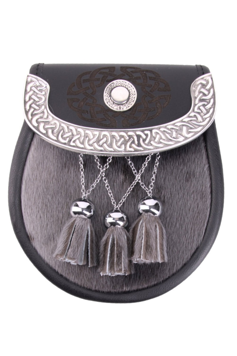 Sporran Black Leather Pewter Celtic Ring