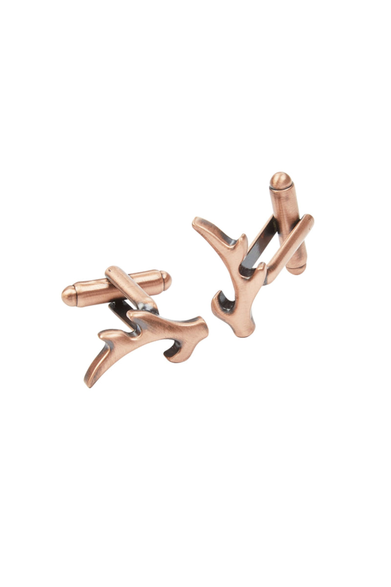 Copper Stag Antler Design Cufflinks