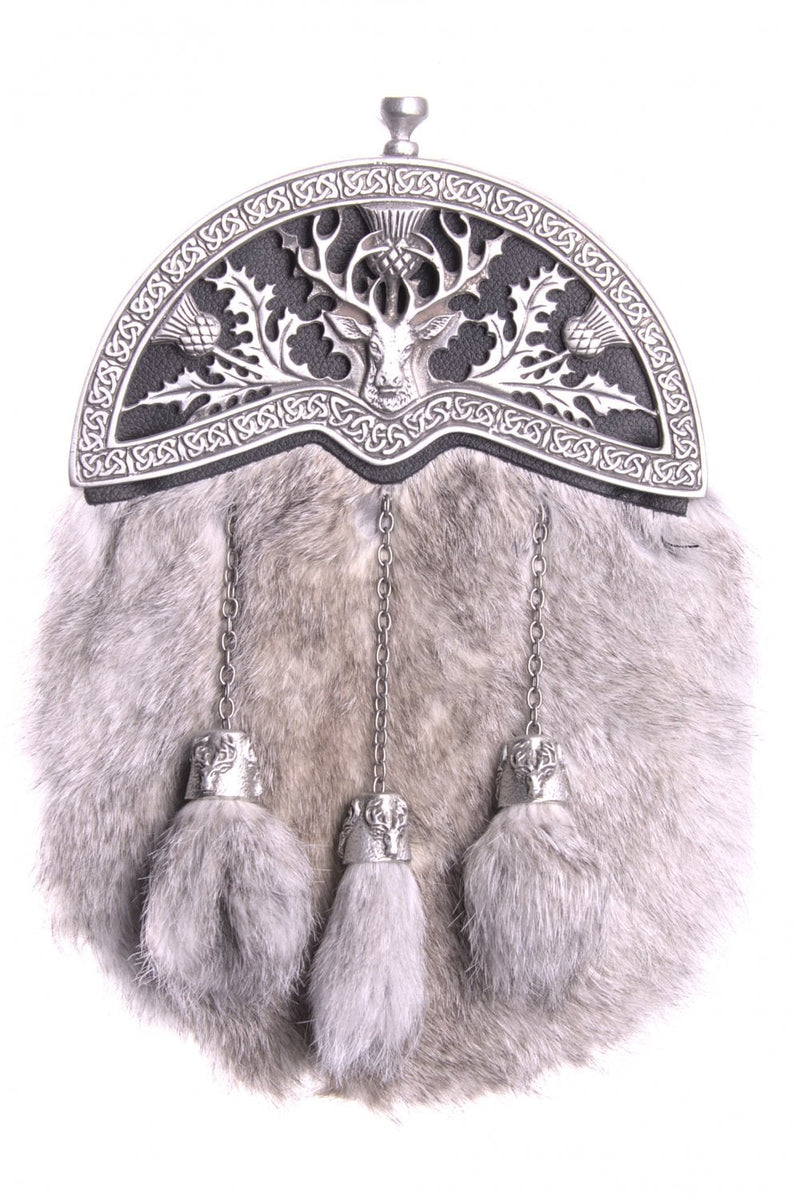 Sporran Stag Thistle Chinchilla Antique