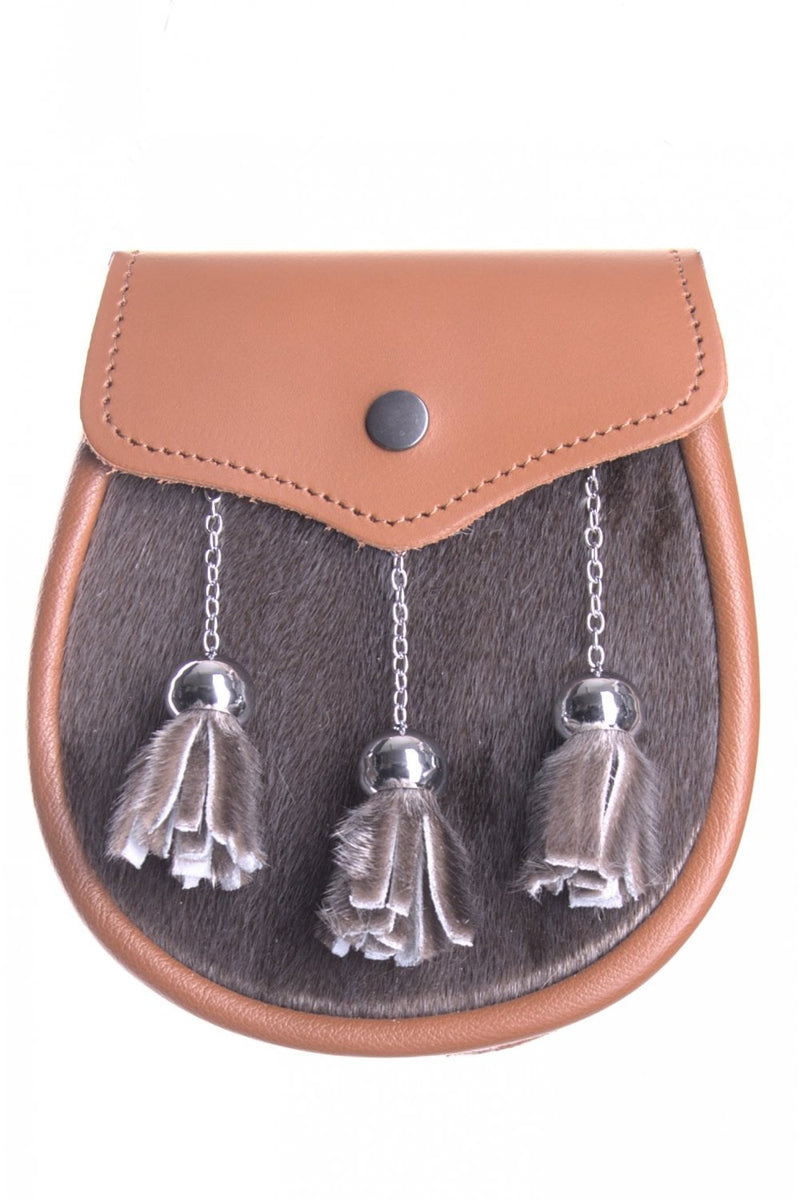 Semi Dress Sporran Dark Tan Leather Mid Seal