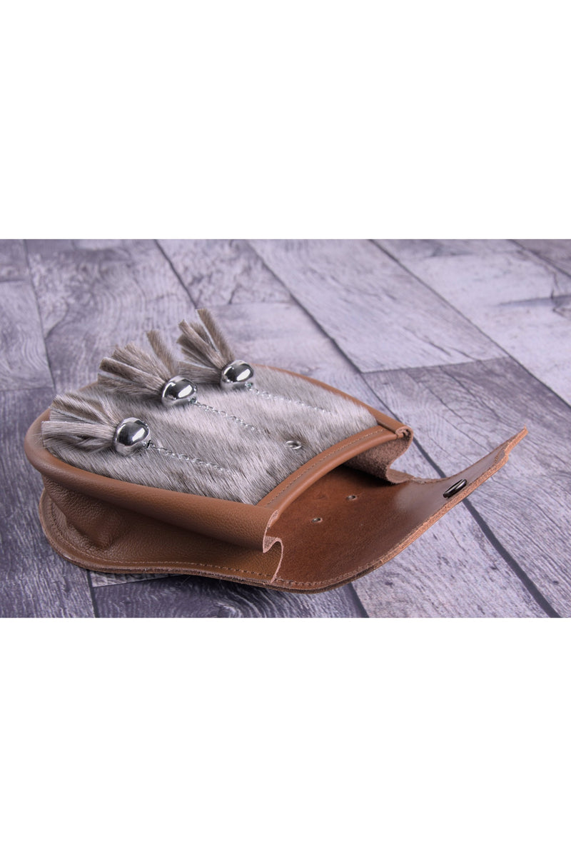 Semi Dress Sporran Dark Tan Leather Mid Seal