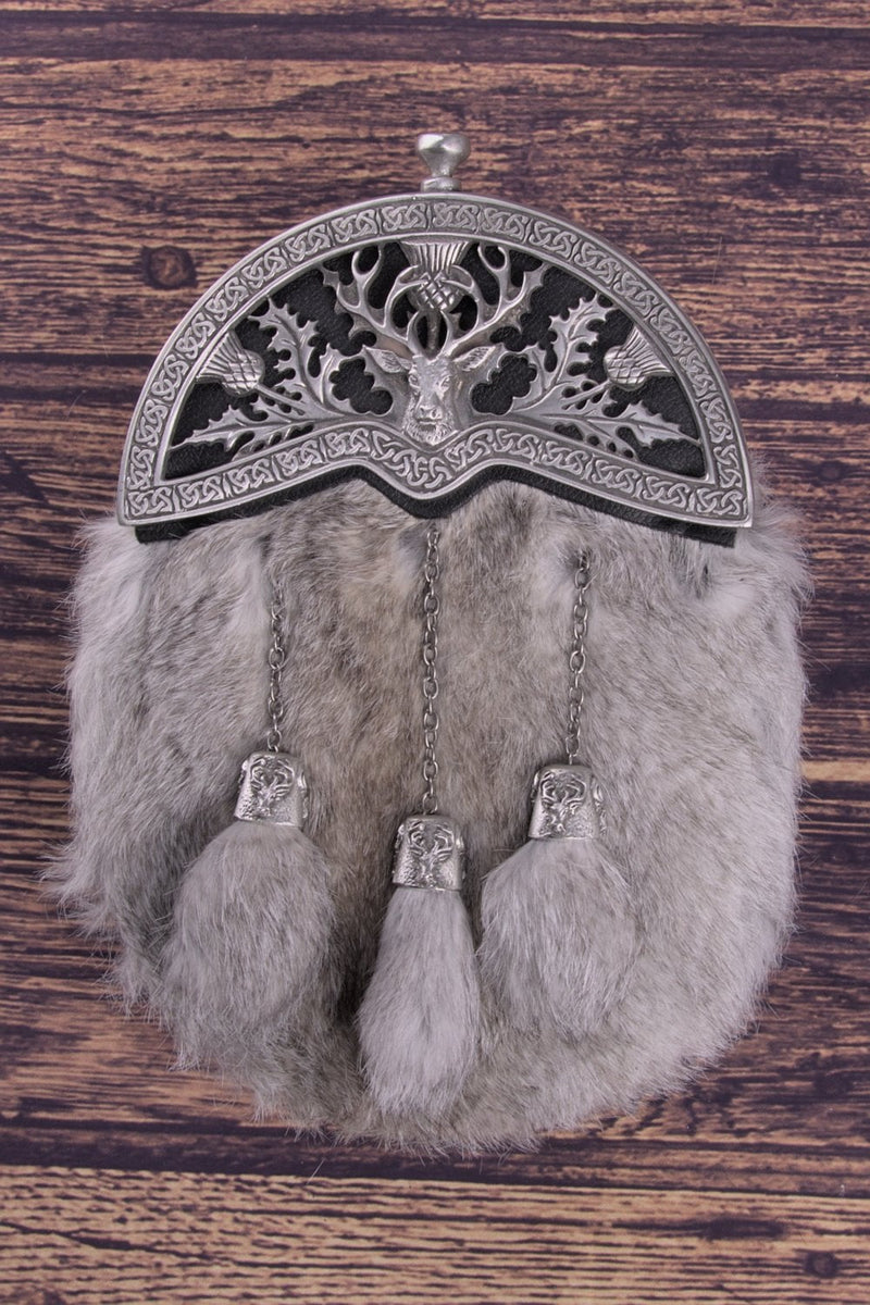 Sporran Stag Thistle Chinchilla Antique