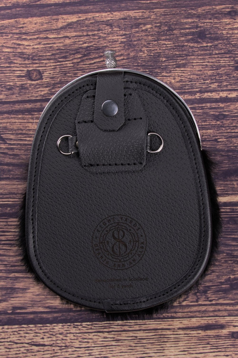 Sporran Thistle Celtic Polished Black Rabbit