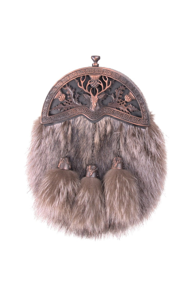 Sporran Stag Thistle Copper Natural Racoon