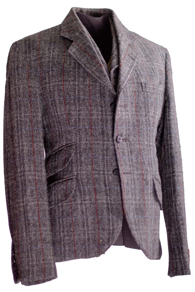 K2 Kilt Jacket & Vest Harris Tweed Charcoal and Red Check