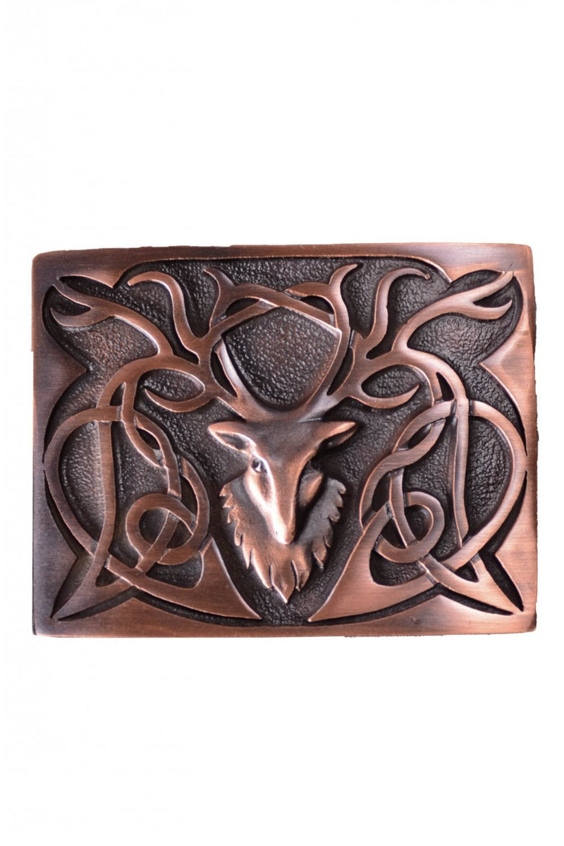 Belt Buckle Pewter Stag Chocolate Bronze