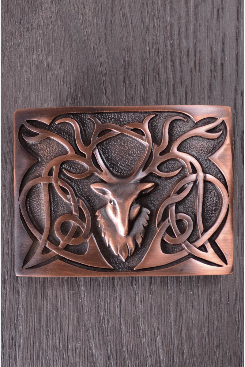 Belt Buckle Pewter Stag Chocolate Bronze