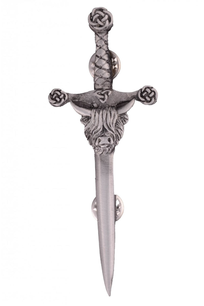 Pewter Kilt Pin Highland Coo Antique