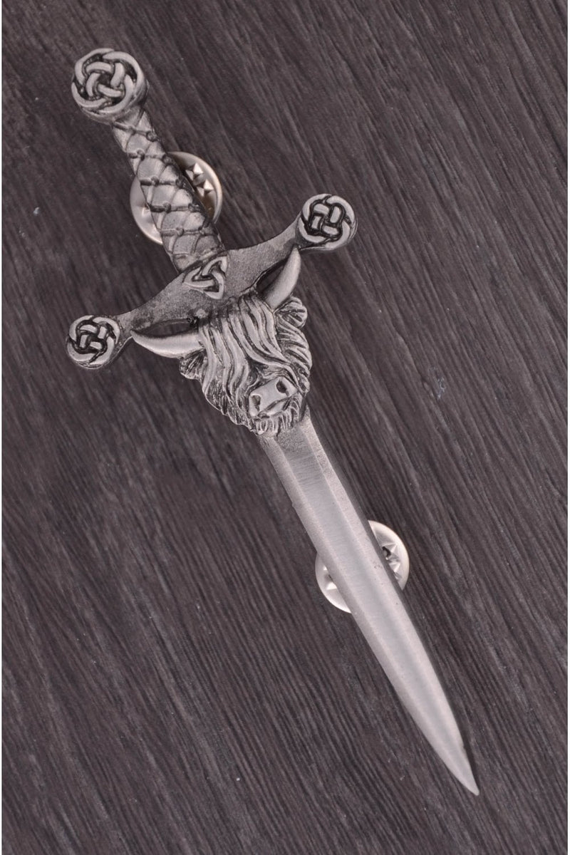 Pewter Kilt Pin Highland Coo Antique