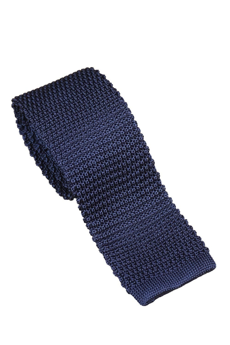 Plain Navy Silk Knitted Tie
