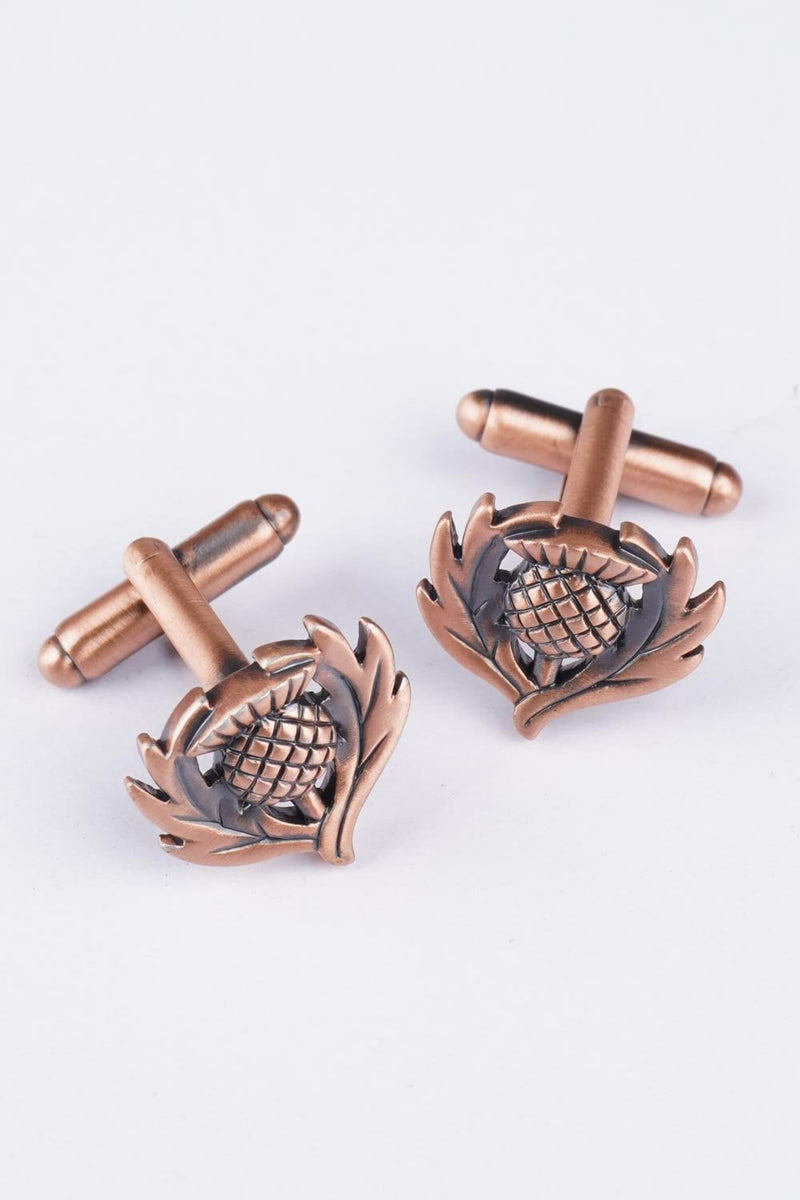 Cufflinks Traditional Thistle Design Copper