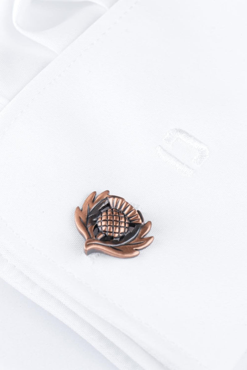 Cufflinks Traditional Thistle Design Copper
