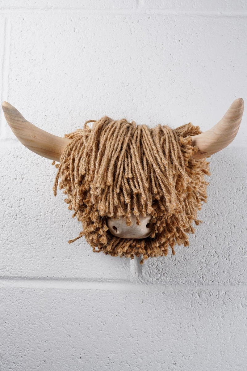 Ailsa Medium Wall-Mounted Highland Cow, Natural Jute