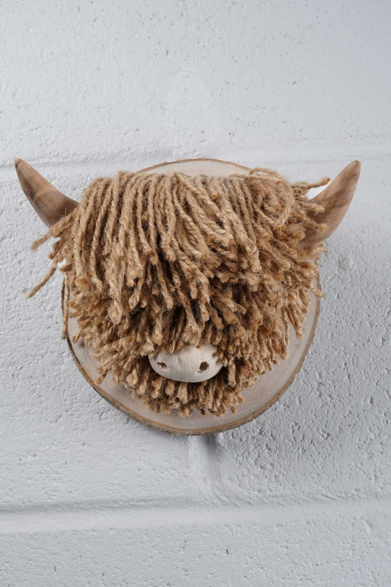 Ailsa Mini Wall-Mounted Highland Cow, Natural Jute