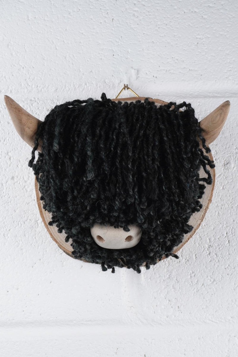 Ailsa Mini Wall-Mounted Highland Cow, Black Jute