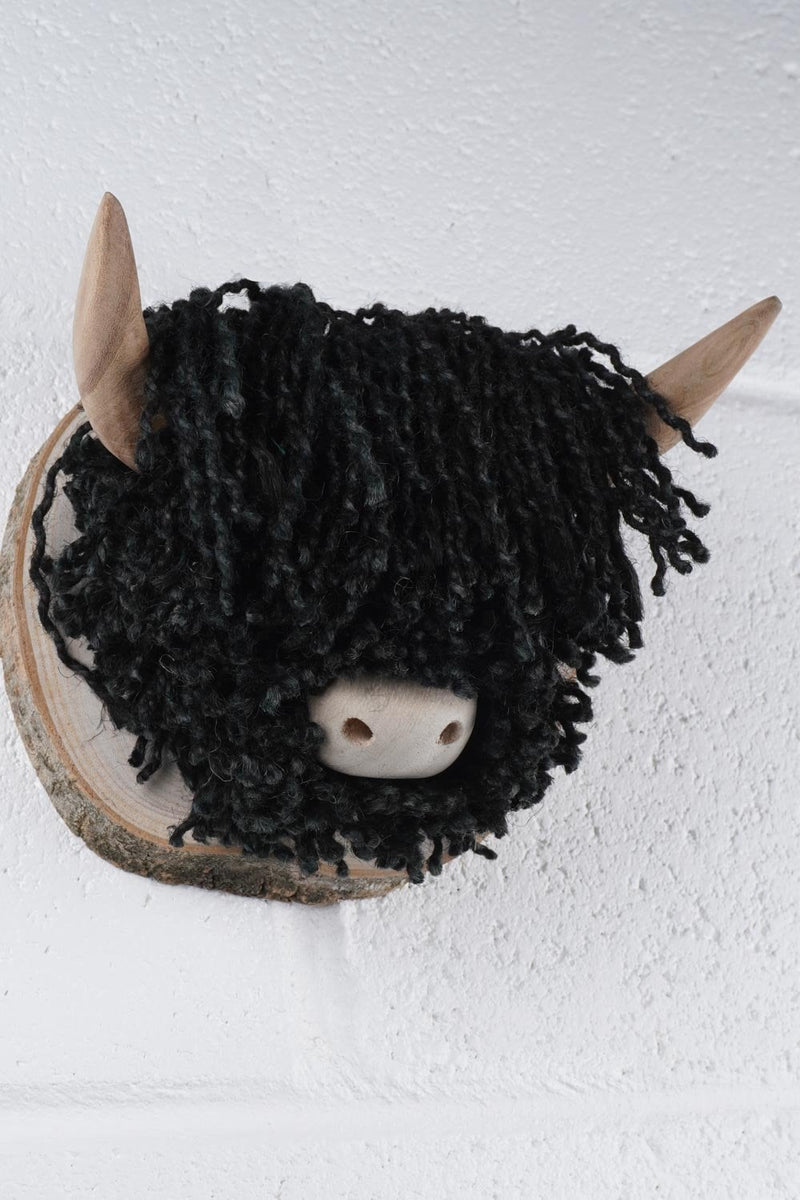 Ailsa Mini Wall-Mounted Highland Cow, Black Jute