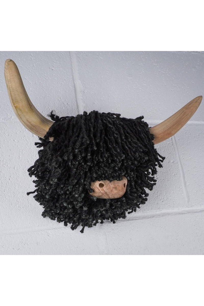 Ailsa Medium Wall-Mounted Highland Cow, Black Jute