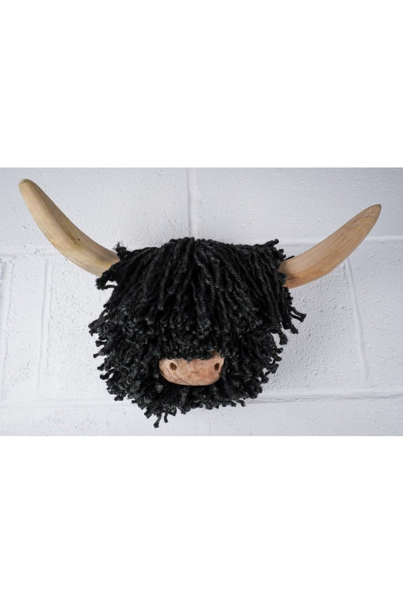 Ailsa Medium Wall-Mounted Highland Cow, Black Jute