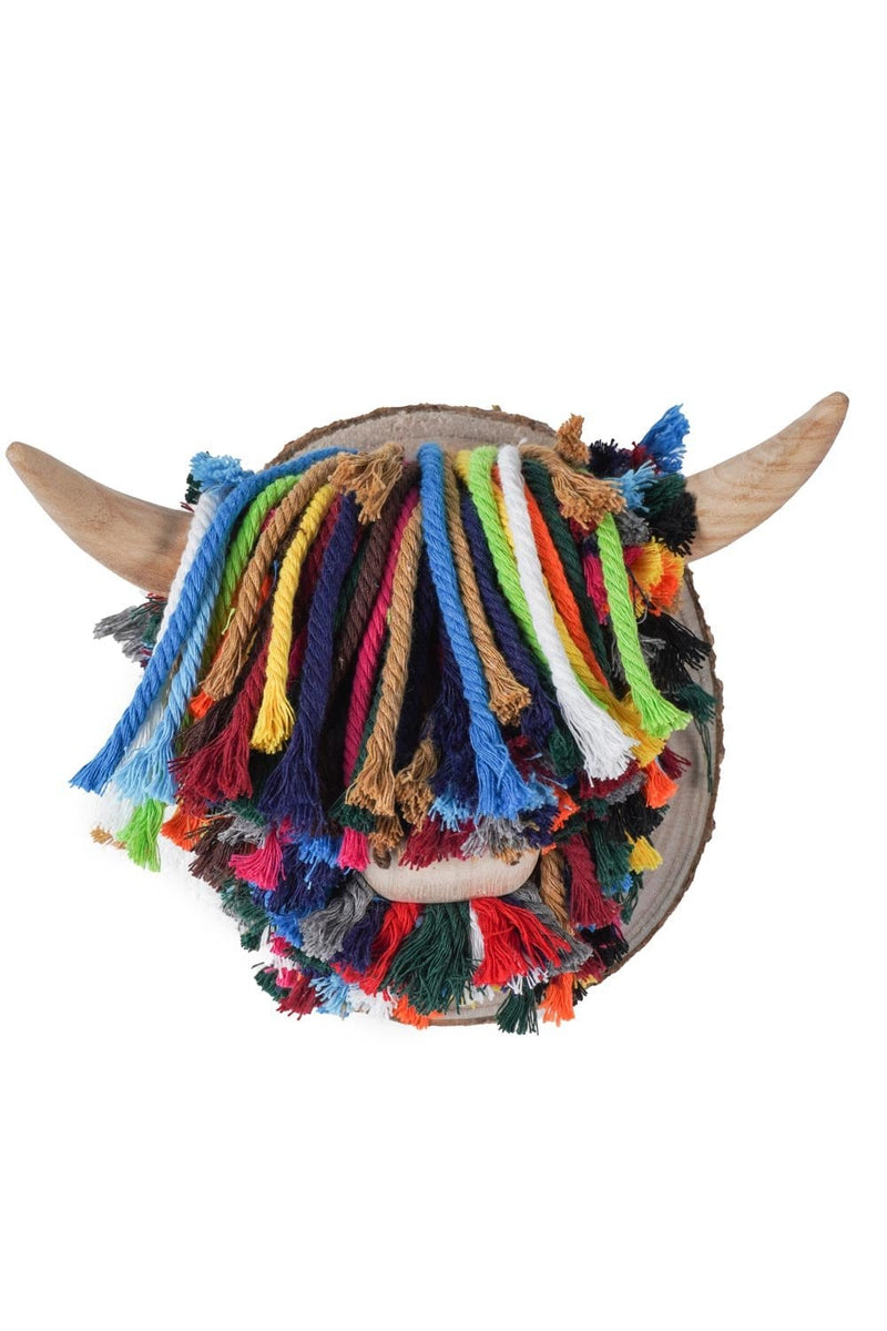 Pablo Mini Wall-Mounted Highland Cow, Cotton Multi