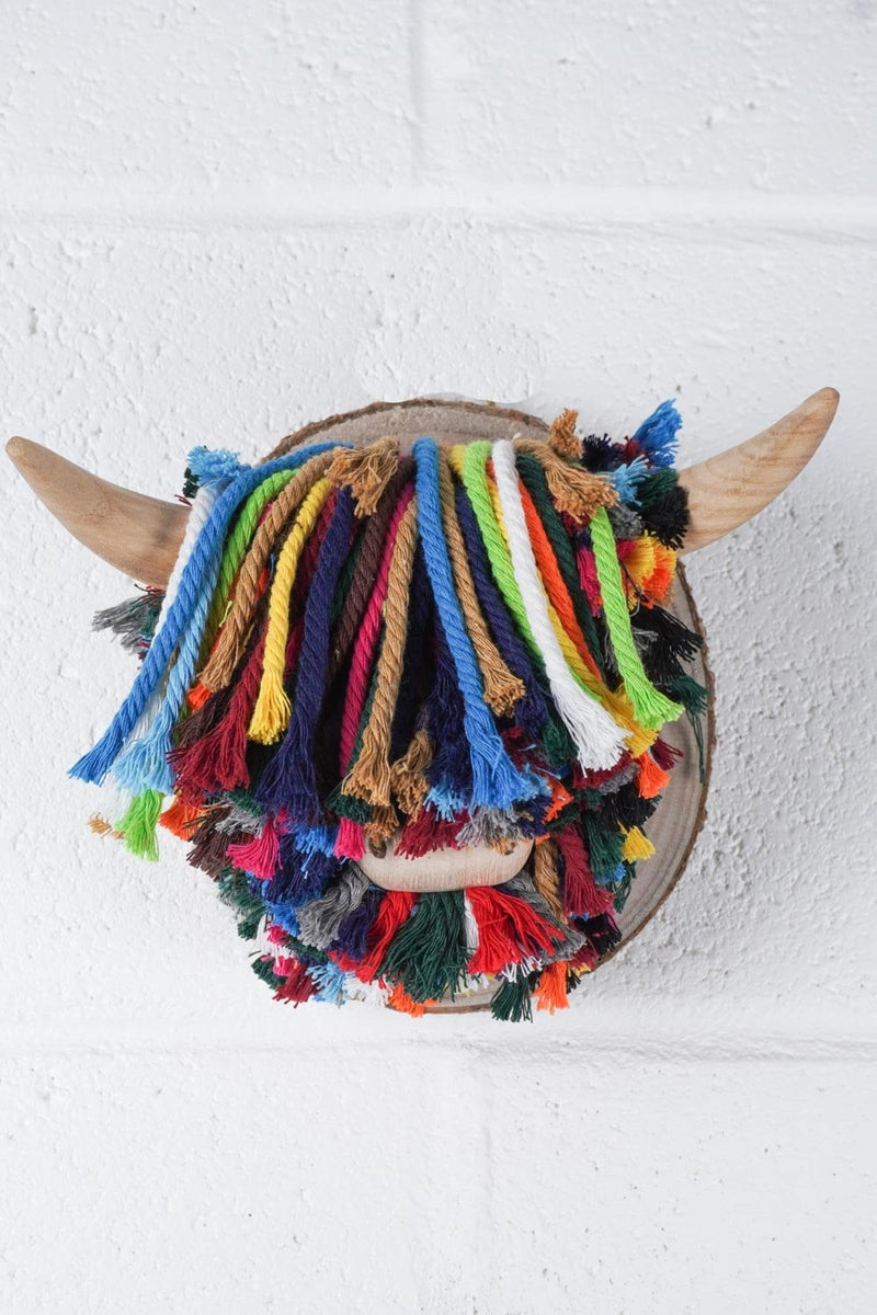 Pablo Mini Wall-Mounted Highland Cow, Cotton Multi