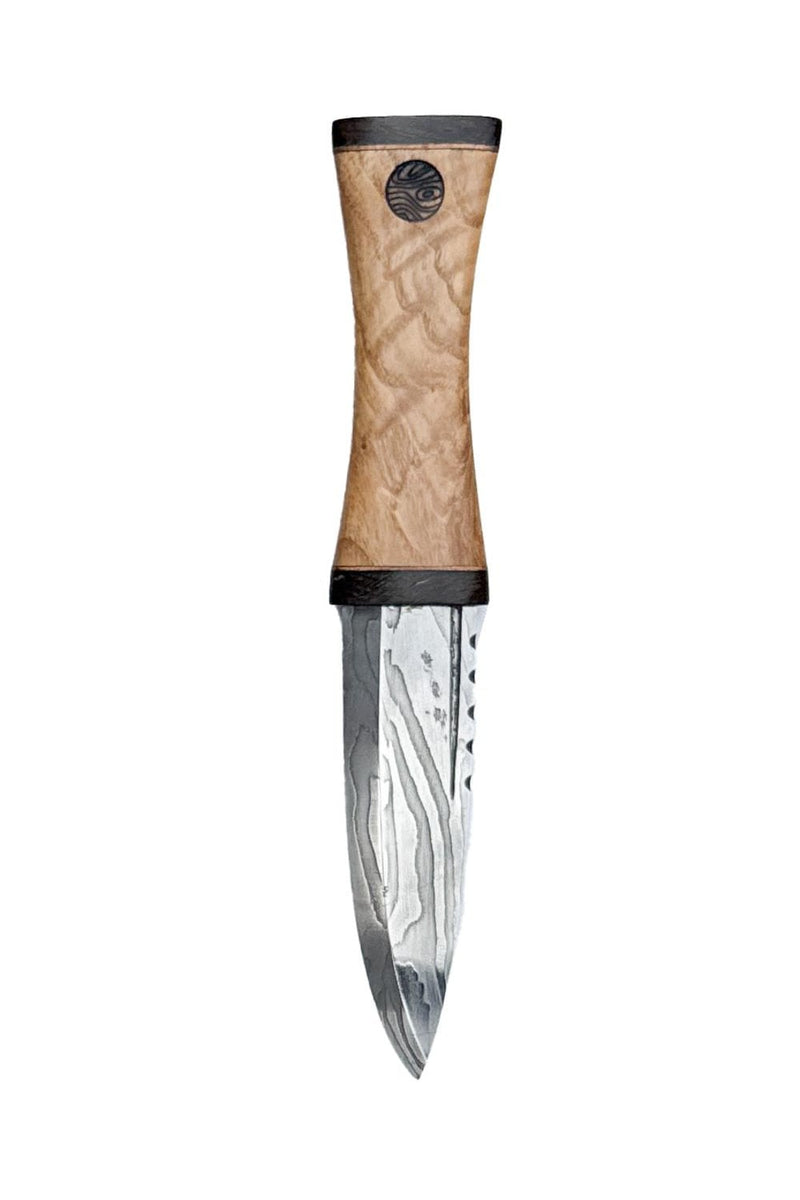 Ash, Brass, and Bog Oak Sgian Dubh with Wild River Forge Damascus Blade