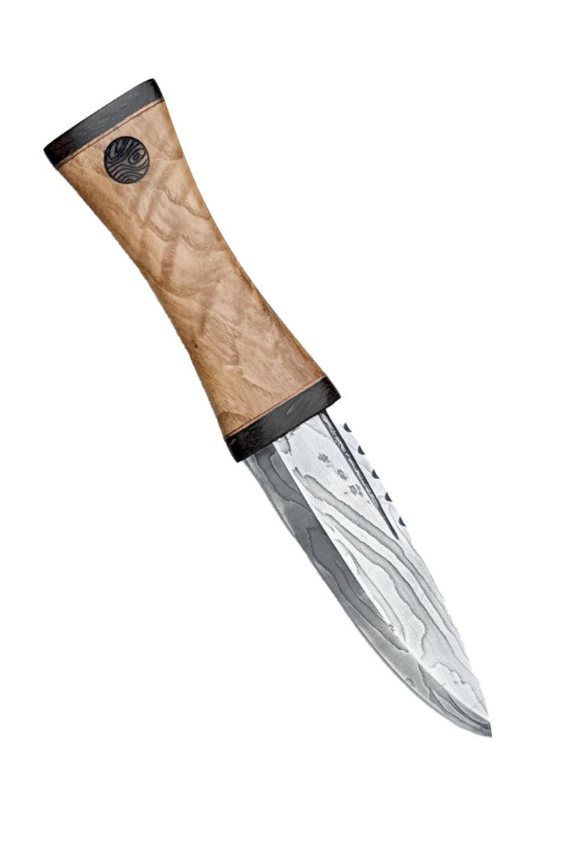 Ash, Brass, and Bog Oak Sgian Dubh with Wild River Forge Damascus Blade