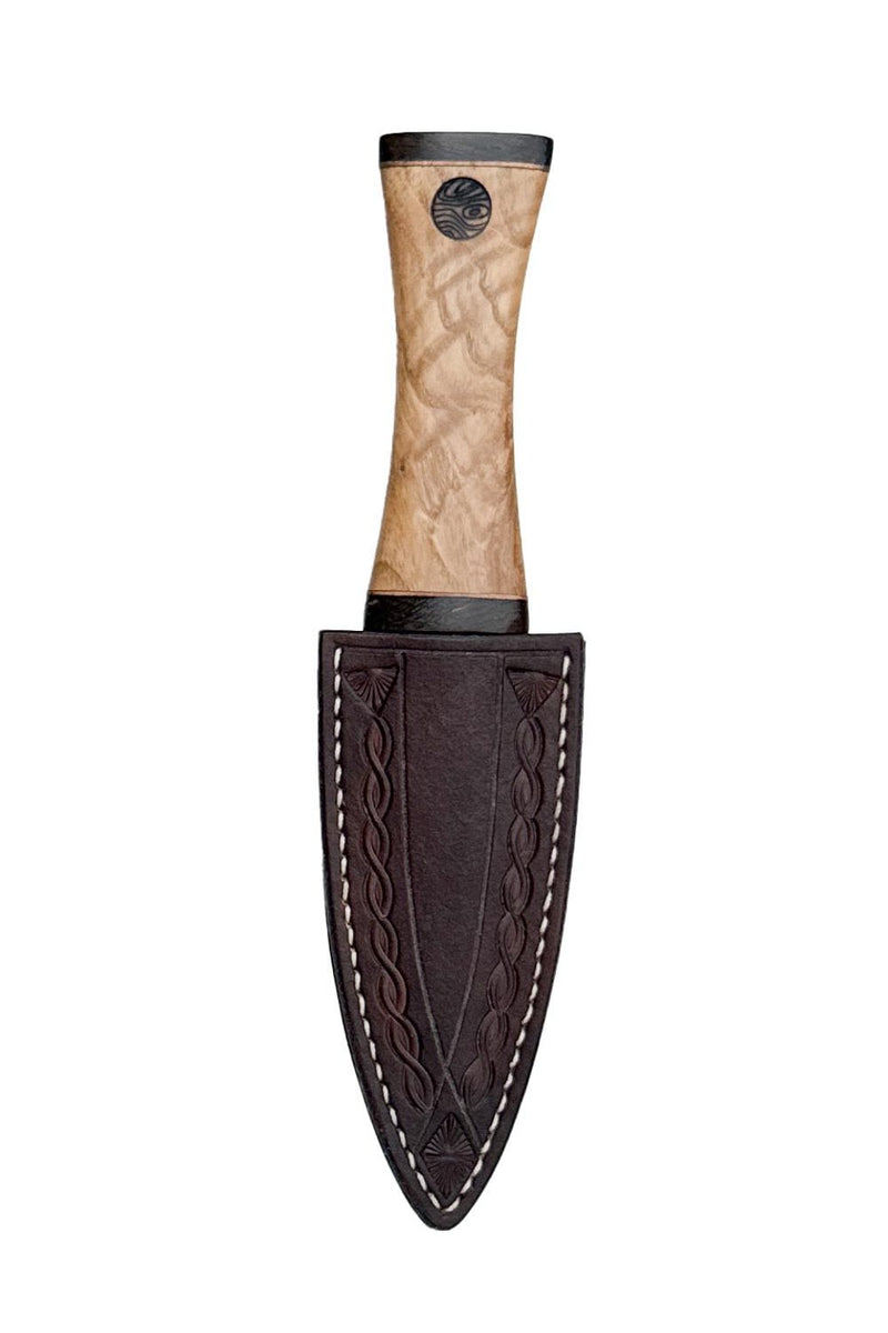 Ash, Brass, and Bog Oak Sgian Dubh with Wild River Forge Damascus Blade