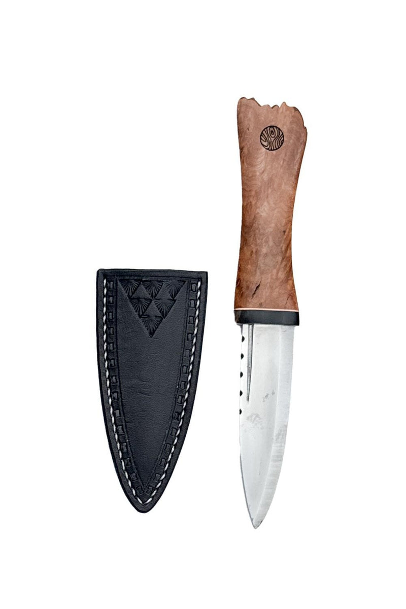 Burr Elm, Brass and Bison Horn Sgain Dubh with Wild River Forge Blade