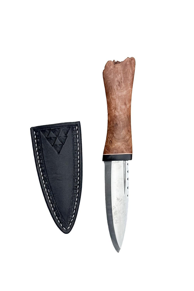 Burr Elm, Brass and Bison Horn Sgain Dubh with Wild River Forge Blade