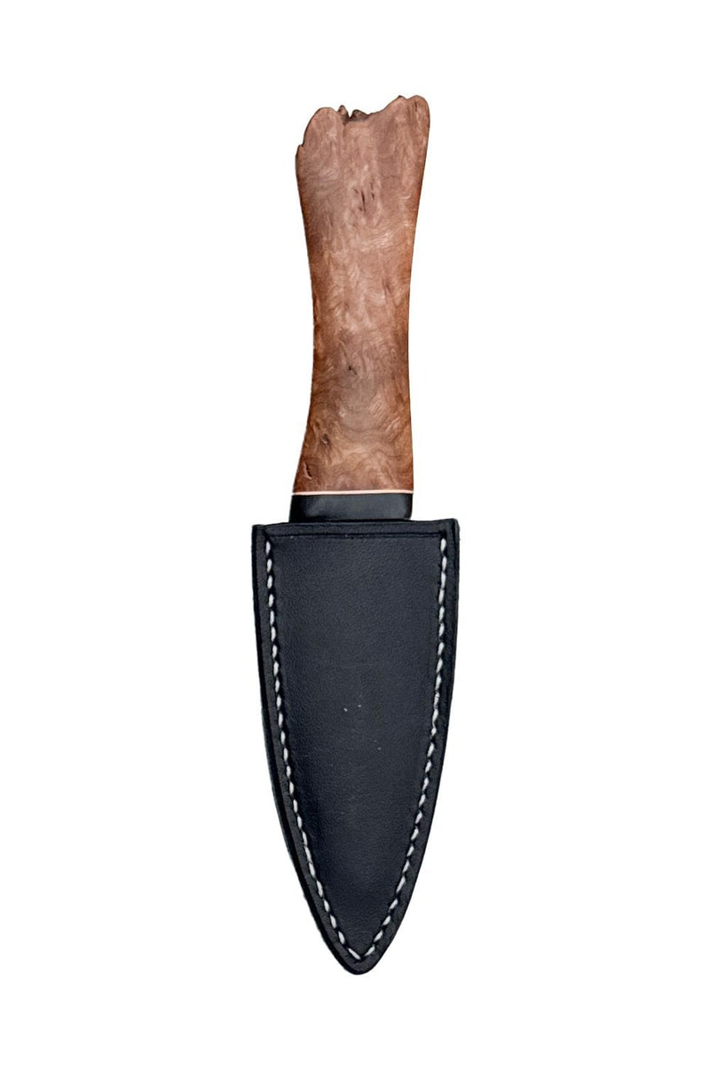 Burr Elm, Brass and Bison Horn Sgain Dubh with Wild River Forge Blade