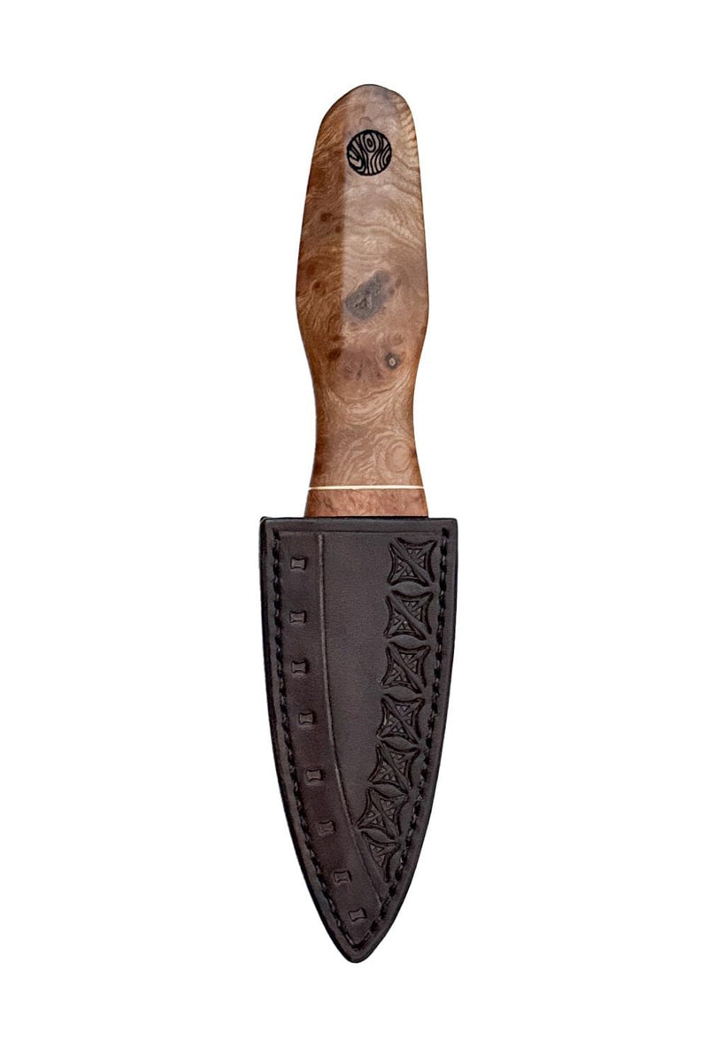Burr Elm and Brass Sgian Dubh with Wild River Forge Blade
