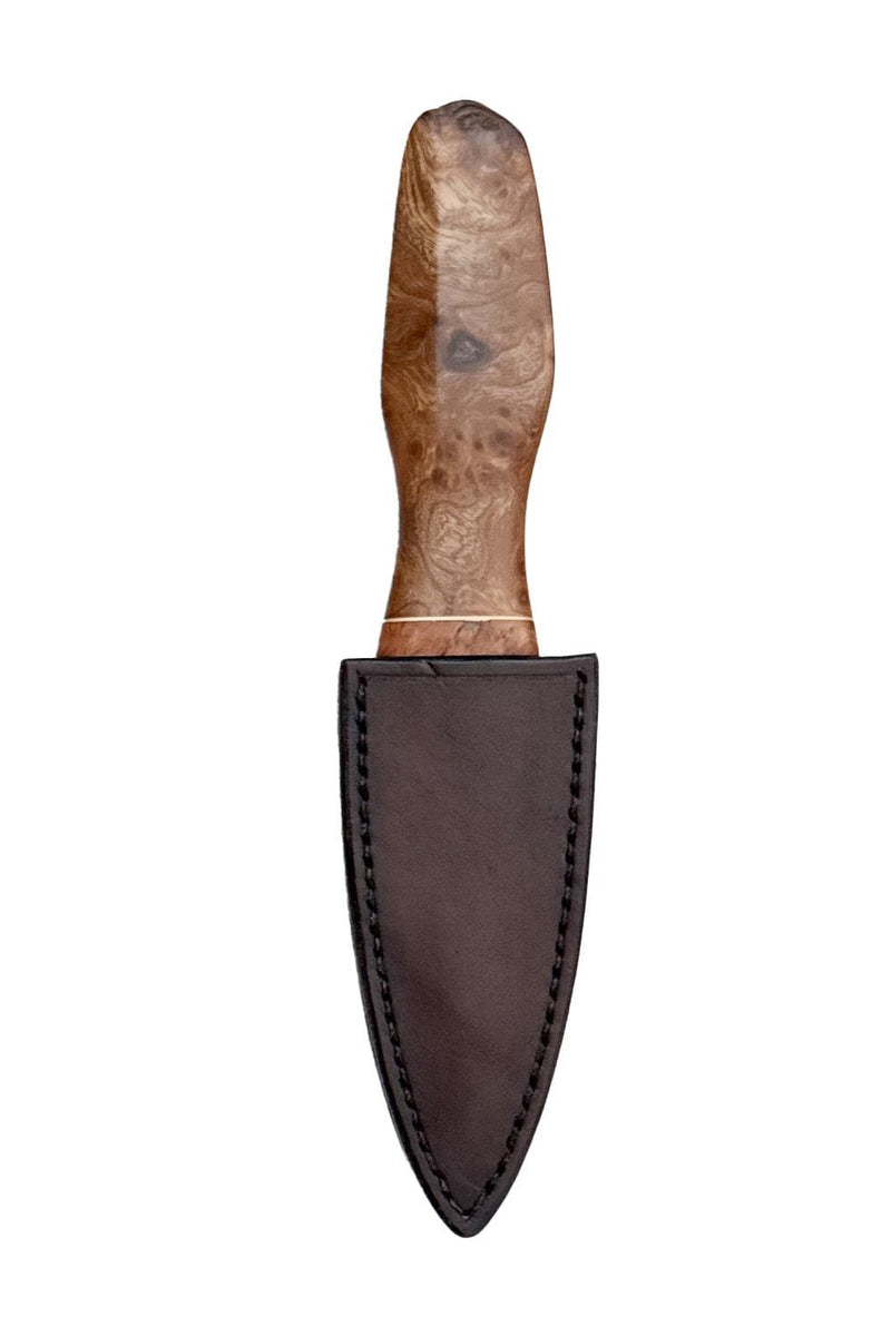 Burr Elm and Brass Sgian Dubh with Wild River Forge Blade