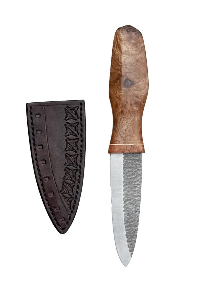 Burr Elm and Brass Sgian Dubh with Wild River Forge Blade